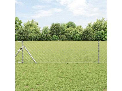 Řetězový plot se sloupy Stříbrná 0,4 x 10 m Ocel 3351130