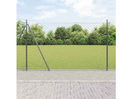 Plotový sloupek. Šedá 10 x 1,5 m (síť 60 x 60 mm) Ocel a PVC 3351268