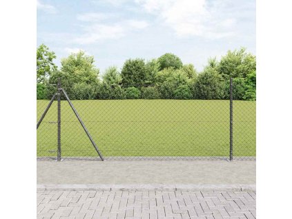 Řetězový plot se sloupy Šedá 1 x 25 m Ocel 3351277