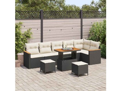 Sada zahradních pohovek s polštářem Černá Poly ratan 3365015