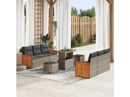 Sada zahradních pohovek 9 pcs Šedá Tmavě šedá polyratan 3365213