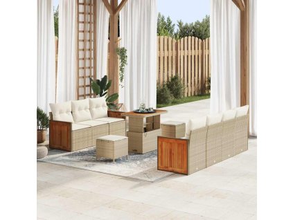 Sada zahradních pohovek 10 pcs Béžová a krémová polyratan 3365221