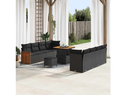 Sada zahradních pohovek 11 pcs Černá polyratan 3365224