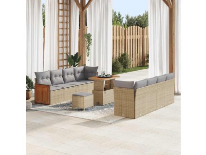 Sada zahradních pohovek 12 pcs Béžová a Světle šedá polyratan 3365232