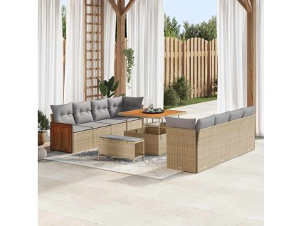 Sada zahradních pohovek 11 pcs Béžová polyratan 3365237