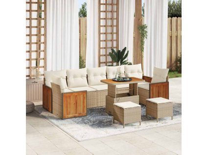 Sada zahradních pohovek 13 pcs Béžová a krémová polyratan 3365241