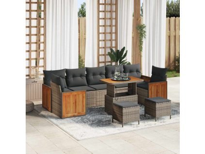 Sada zahradních pohovek 10 pcs Šedá Tmavě šedá polyratan 3365243