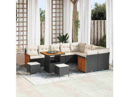 Sada zahradních pohovek 13 pcs Černá a krémová polyratan 3365290