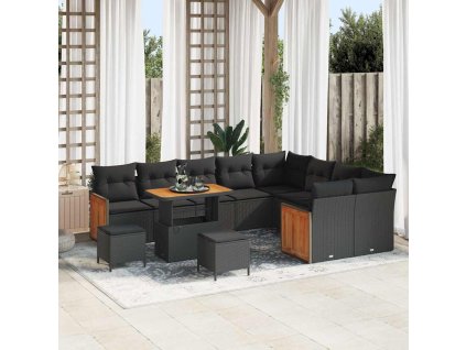 Sada zahradních pohovek 12 pcs Černá polyratan 3365294