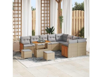 Sada zahradních pohovek 12 pcs Béžová polyratan 3365297