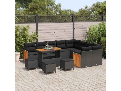 Sada zahradních pohovek 13 pcs Černá polyratan 3365299