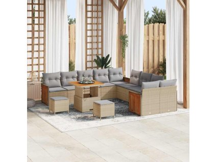 Sada zahradních pohovek 13 pcs Béžová a světlá šedá polyratan 3365312