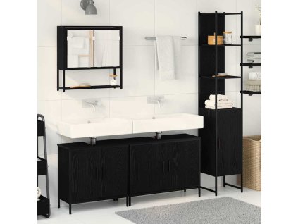 Sada koupelnového nábytku 4 pcs Černá 33 x 33 x 185.5 cm 3334417