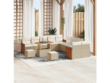 Sada zahradních pohovek 13 pcs Béžová a krémová polyratan 3365316