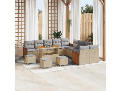 Sada zahradních pohovek 14 pcs Béžová a světlá šedá polyratan 3365322