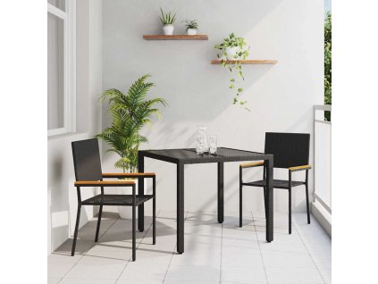 Zahradní jídelní souprava 3 pcs Černá polyratan 3365384