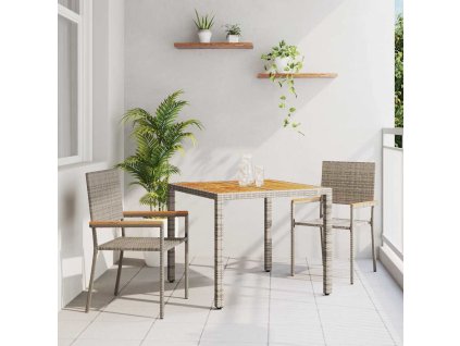 Zahradní jídelní souprava 3 pcs Šedá polyratan 3365403