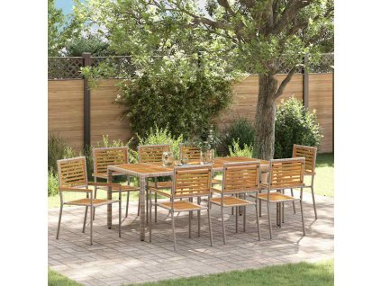 Zahradní jídelní souprava 9 pcs Šedá a hnědá polyratan 3365445