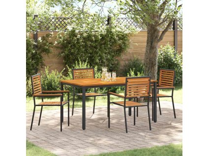 Zahradní jídelní souprava 5 pcs Černá a hnědá polyratan 3365496