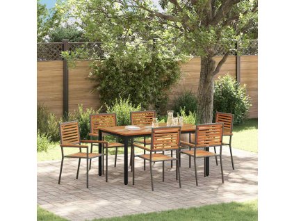 Zahradní jídelní souprava 7 pcs Šedá a přírodní polyratan 3365500