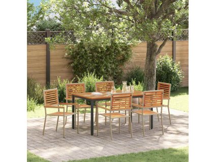 Zahradní jídelní souprava 7 pcs Béžová a hnědá polyratan 3365501