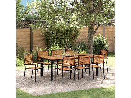 Zahradní jídelní souprava 9 pcs Černá polyratan 3365508
