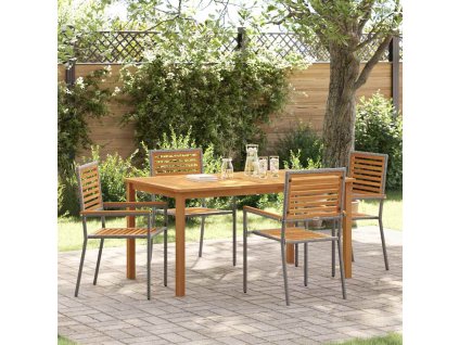 Zahradní jídelní souprava 5 pcs Šedá Poly ratan 3365518