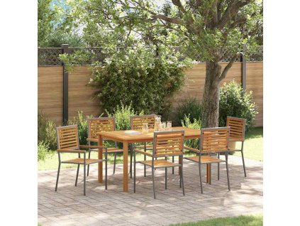 Zahradní jídelní souprava 7 pcs Šedá Poly ratan 3365521