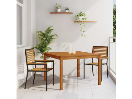 Zahradní jídelní souprava 3 pcs Černá Poly ratan 3365529