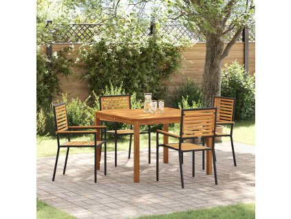 Zahradní jídelní souprava 5 pcs Černá Poly ratan 3365532