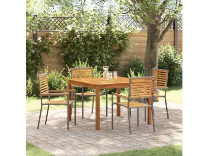 Zahradní jídelní souprava 5 pcs Šedá Poly ratan 3365533