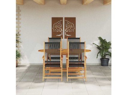 Zahradní jídelní souprava 5 pcs Černá 3375736