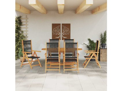 Zahradní jídelní souprava 7 pcs Černá 3375737