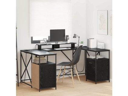 Stůl se zásuvkou Černý dub 182 x 101 x 87.5 cm Kompozitní dřevo 3376136