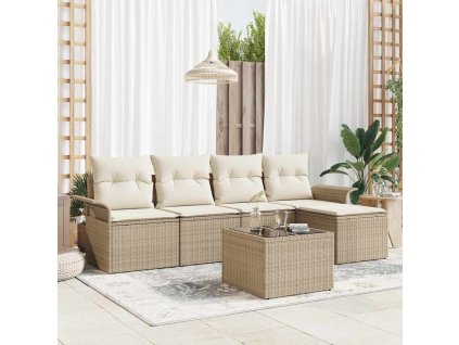 Sada zahradních pohovek s polštářem 6 pcs Béžová polyratan 3354000