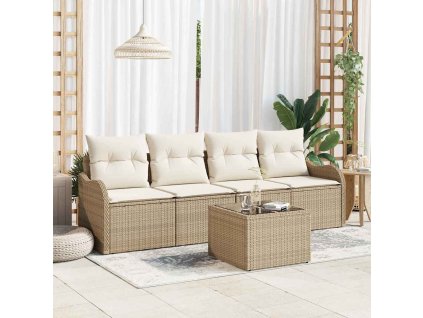 Sada zahradních pohovek s polštářem 5 pcs Béžová a krémová 3354240