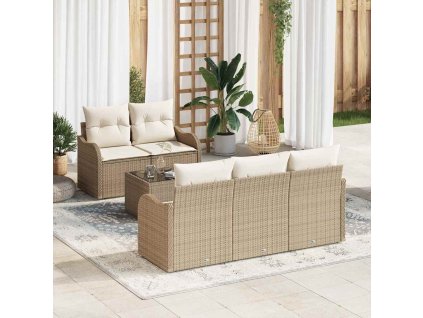 Sada zahradních pohovek s polštářem 6 pcs Béžová a krémová 3354250