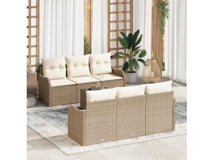 Sada zahradních pohovek s polštářem 7 pcs Béžová a krémová 3354260