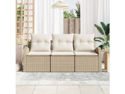 Sada zahradních pohovek 3 pcs Béžovo-bílá Poly ratan 3354570