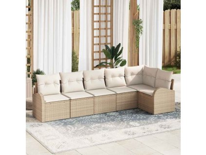 Set pohovek s polštářem s úložištěm 6 pcs Béžovo-bílá polyratan 3354730