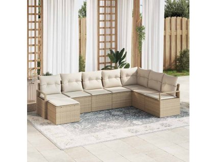 Set pohovek s polštářem 8 pcs Béžová a krémová polyratan 3355170