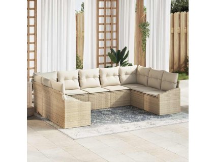 Sada zahradních pohovek 9 pcs Béžová a krémová polyratan 3355550