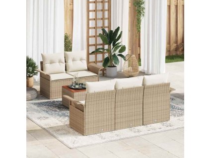 Sada zahradních pohovek s polštářem 6 pcs Béžová a krémová 3355936