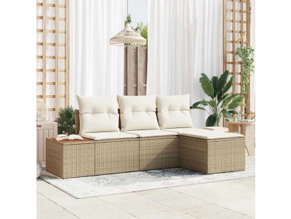 Sada zahradních pohovek 4 pcs Béžová a krémová Poly Ratan 3356731