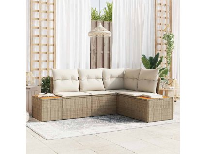 Sada zahradních pohovek 4 pcs béžová a krémová Poly ratan 3356746