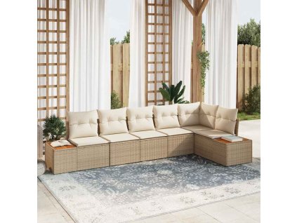 Sada zahradních pohovek 6 pcs béžová a krémová Poly ratan 3356766