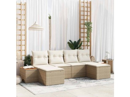Sada zahradních pohovek 6 pcs Béžová a krémová Poly Ratan 3356811