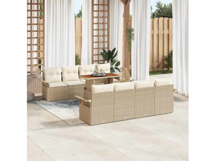 Sada zahradních pohovek s úložištěm 9 pcs Béžová Poly ratan 3358045