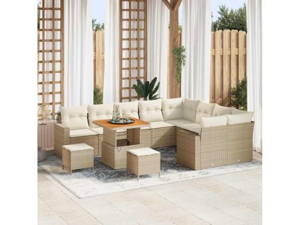 Sada zahradních pohovek s polštářem 12 pcs béžová a krémová 3363601