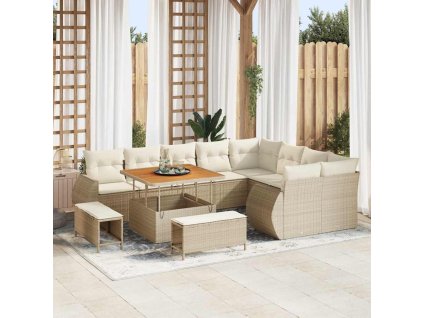 Sada zahradních pohovek s polštářem 12 pcs béžová a krémová 3363856